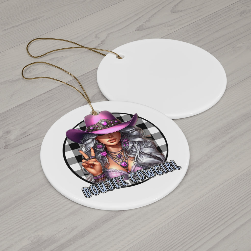 Boujee Cowgirl Ceramic Ornament