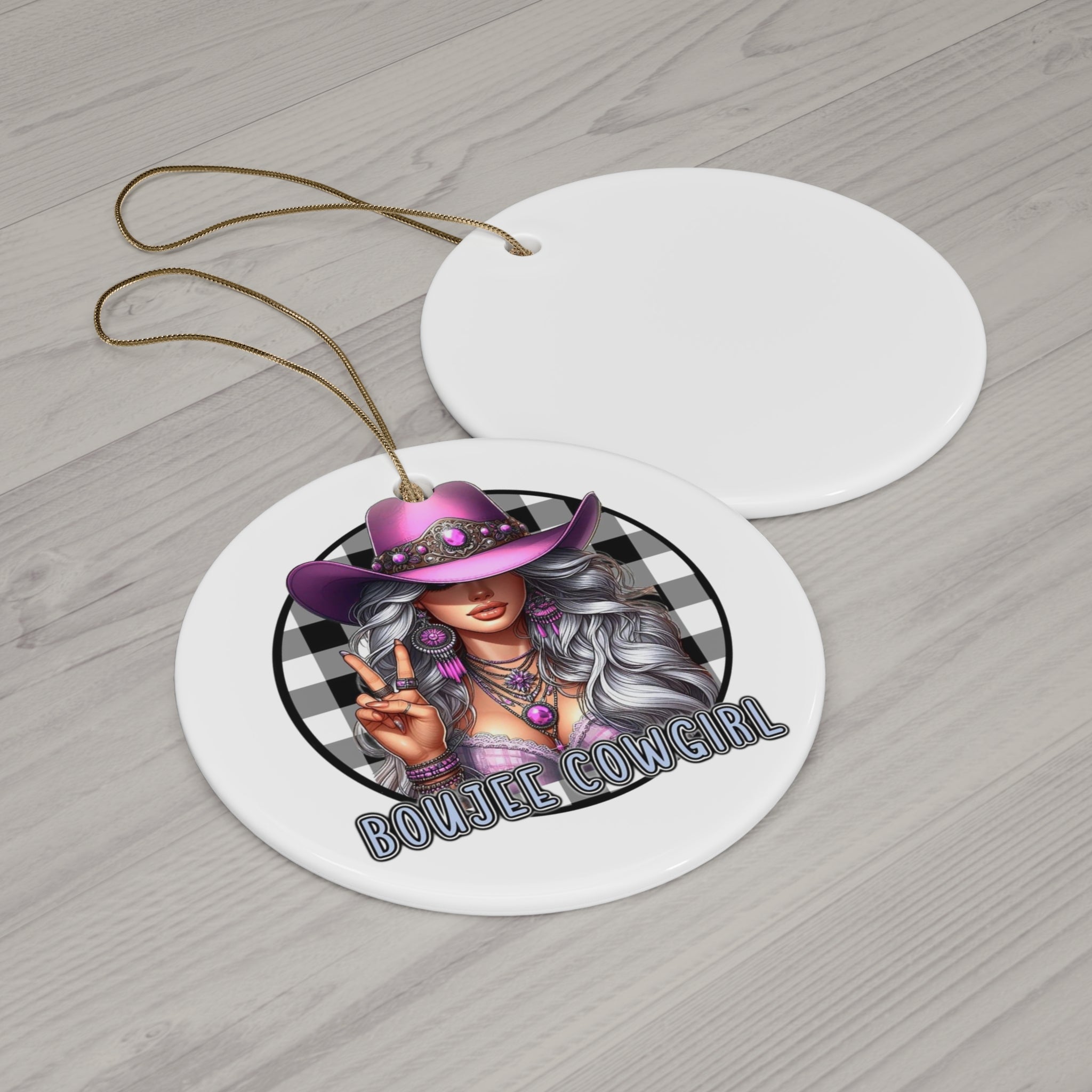 Boujee Cowgirl Ceramic Ornament