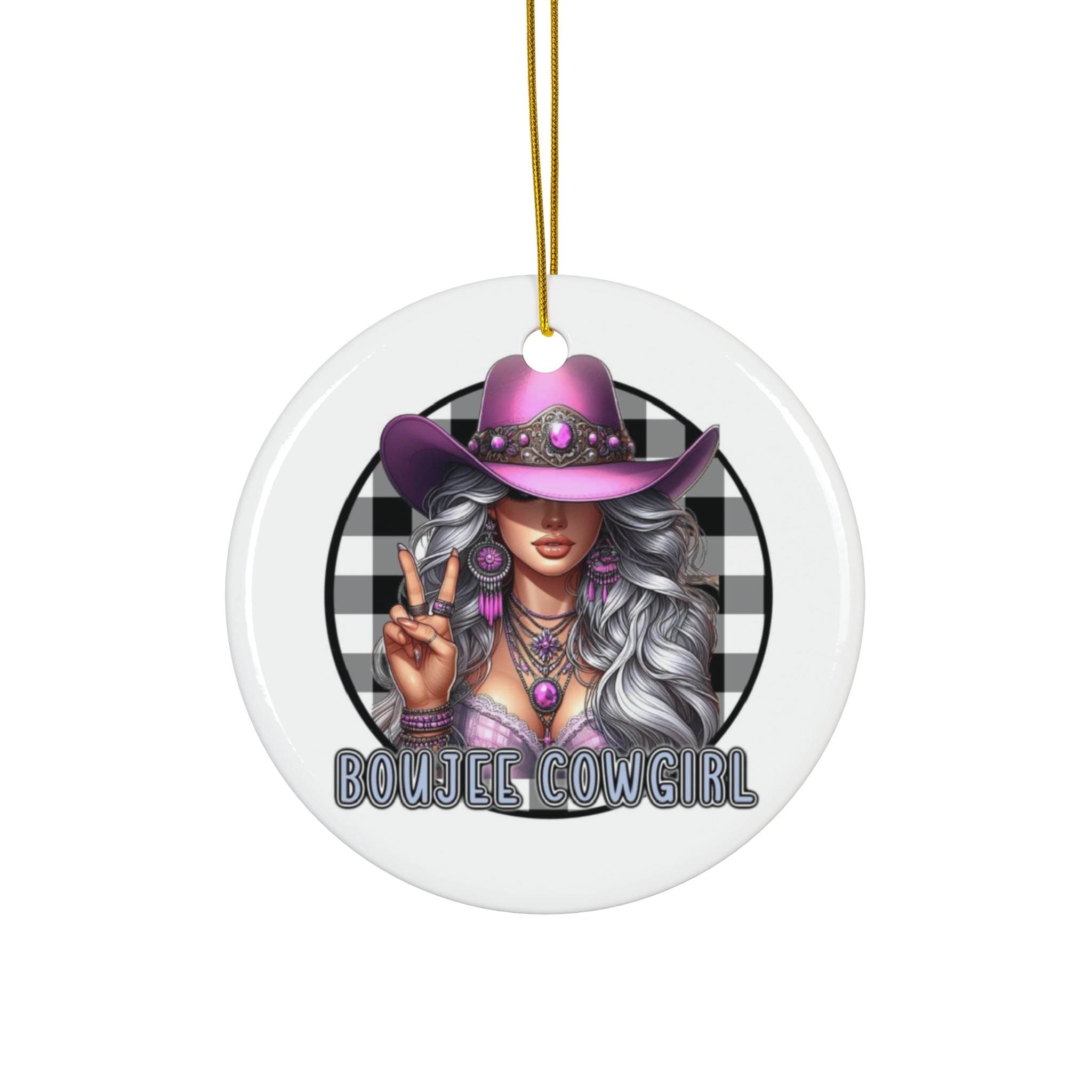 Boujee Cowgirl Ceramic Ornament